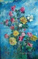 Rosen mit blauem Hintergrund 1960 moderne Dekor Blumen
